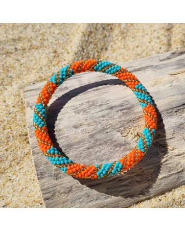 bracelet népalais orange turquoise