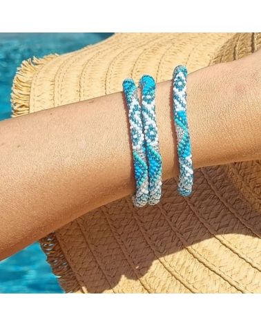bracelet népalais bleu ciel