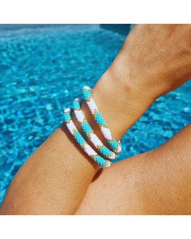 bracelet nepalais turquoise/blanc