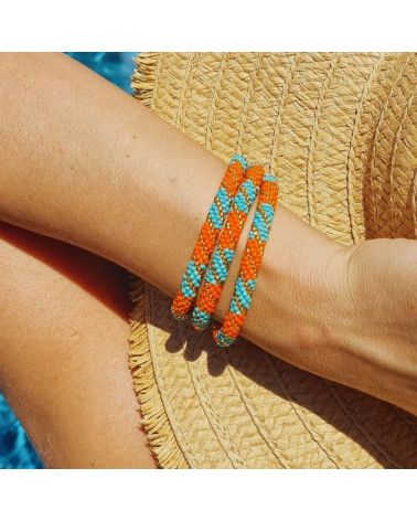 bracelet népalais orange/turquoise