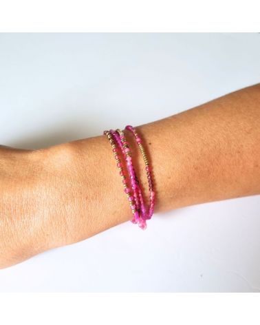 bracelet multitour quartz rose