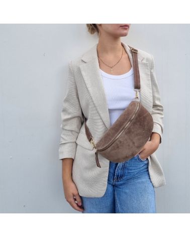 sac banane daim taupe