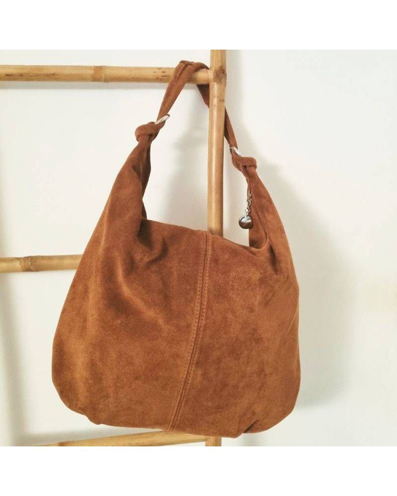 sac porté épaule daim camel