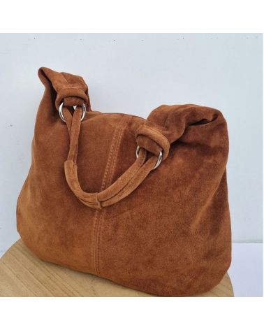 sac daim porté épaule hobo camel