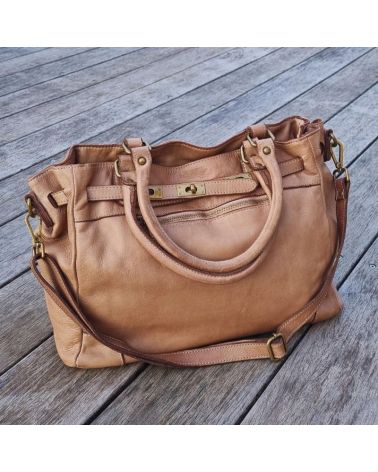 sac cuir vintage taupe