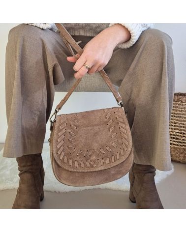 sac besace tressé paola taupe