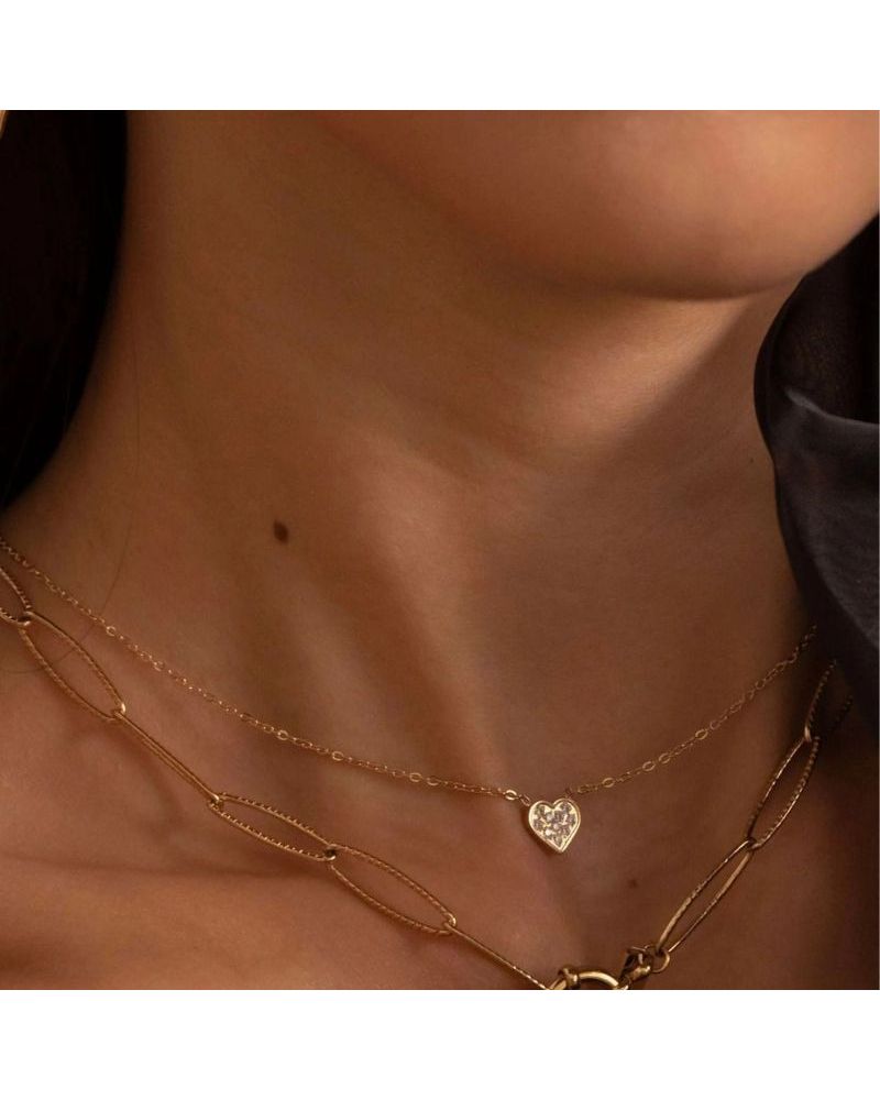 collier ras de cou coeur zirconium