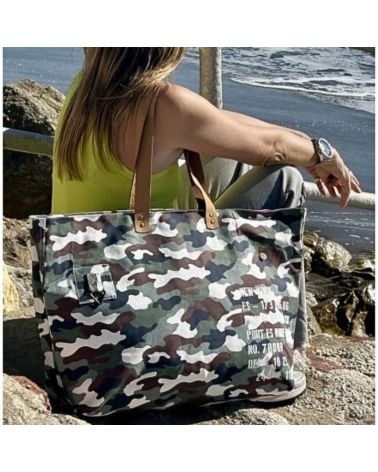 cabas de plage oversize camouflage