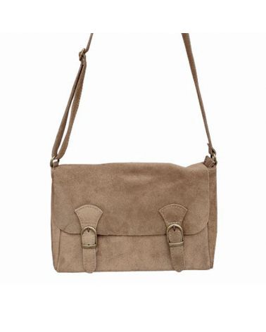 Sac Besace cuir Femme style old school en Taupe - Zosha Collection